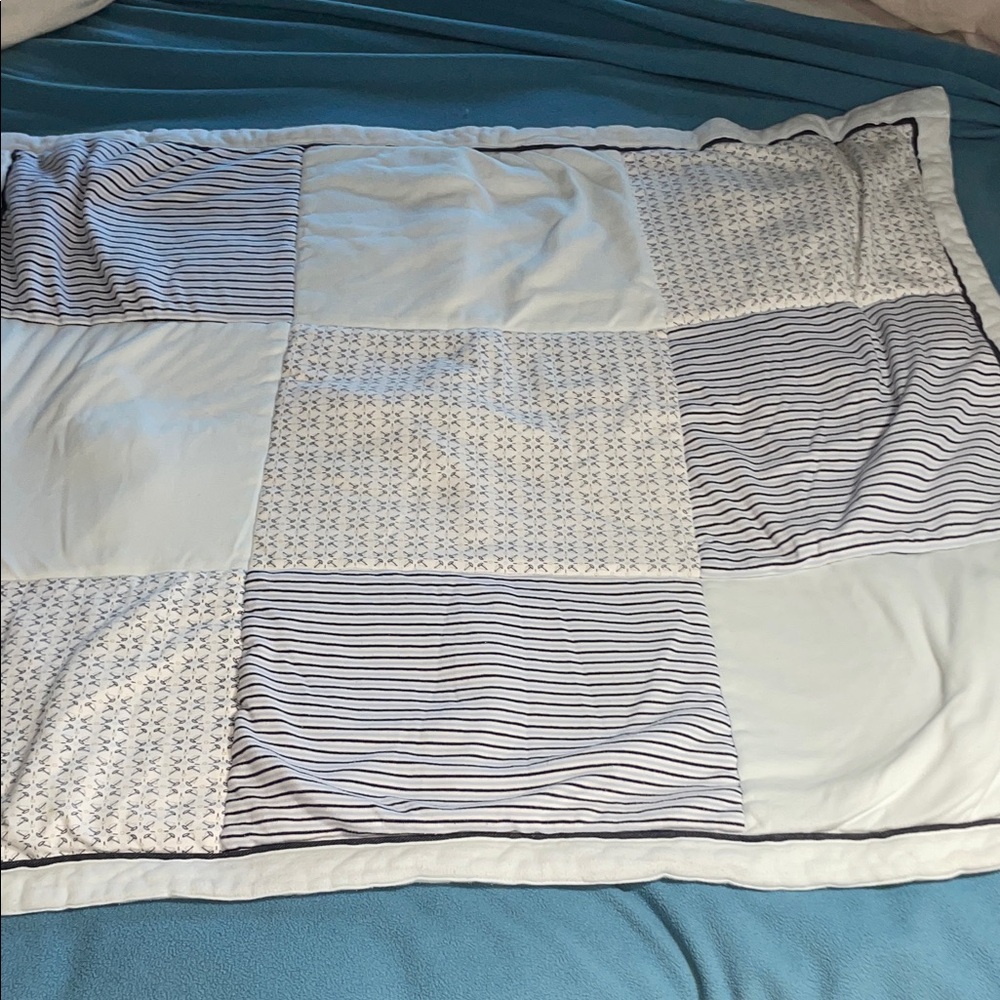 Little Me blue cotton quilt/blanket-approximately 34” x 38”